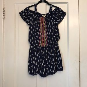 Jessica Simpson L Navy Patterned Romper w/Design